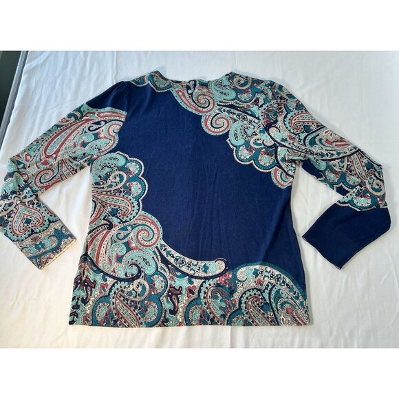 Talbots Cardigan Sweater LG Blue Green Lightweight Preppy Classic - Picture 2 of 6